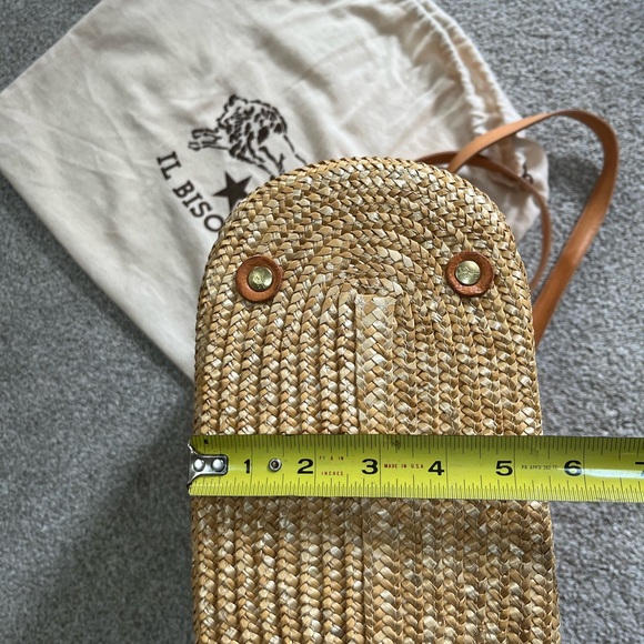 Il Bisonte Natural Straw Basket / Tote with Multicolor Trim and leather straps. - Picture 8 of 9